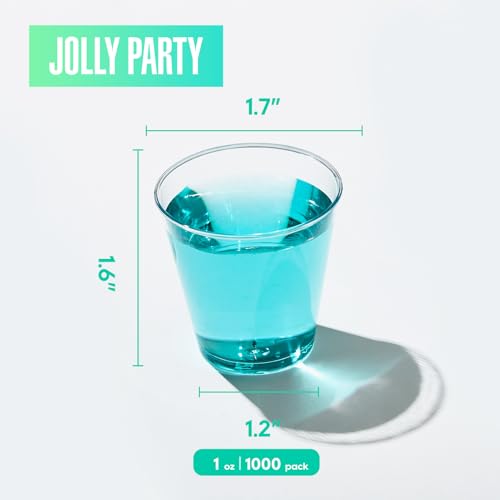 JOLLY PARTY 1 oz Plastic Shot Glasses 1000 Pack Disposable Tasting Cups