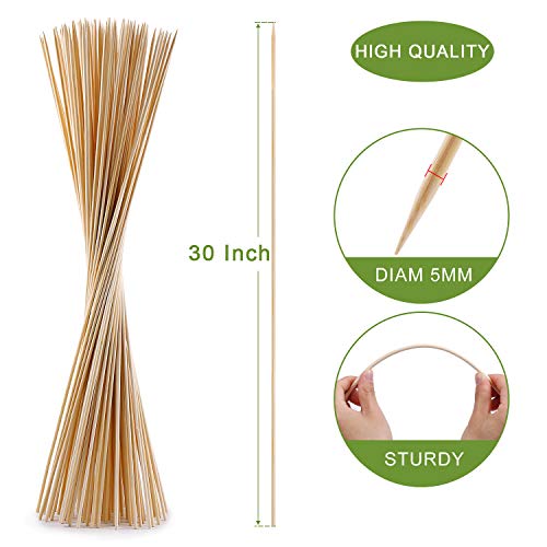 300 PCS Long Bamboo Roasting Sticks for Fire Pits & S'mores - 30 Inch Skewers