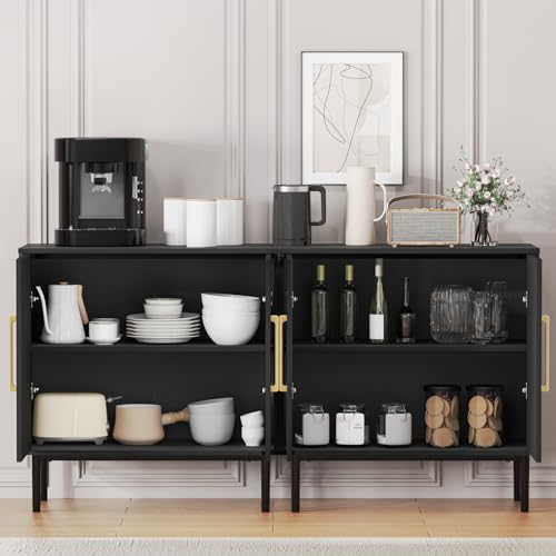 REHOOPEX Black Flat Panel Storage Cabinet with Doors - 1 Piece