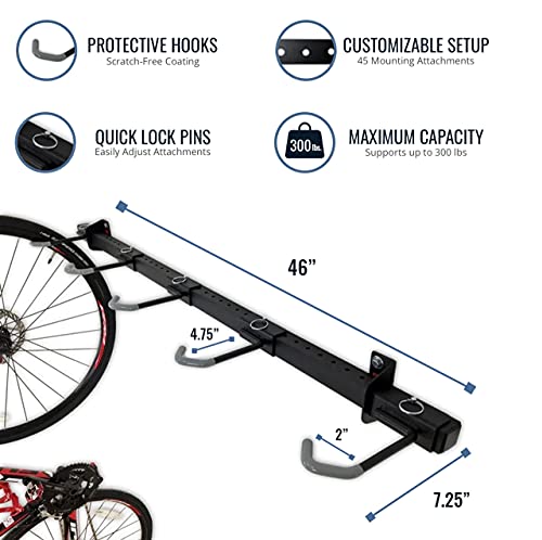 Heavy Duty Wall-Mounted Bike Rack for 5 Bicycles - Space-Saving Vertical Storage