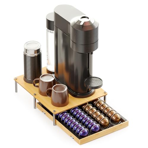 SpaceAid Bamboo Coffee Pod Holder Drawer Organizer 12.8W x 15.6D Natural