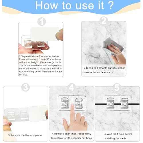 Hooks for Outdoor String Lights 27Pcs,No Drill Clear Cable Clips For Christmas Led Strips,?Heavy Duty Sticky Cord Holder Buckle With Waterproof Adhesive For Patio,Porch,Deck,Garden,Backyard