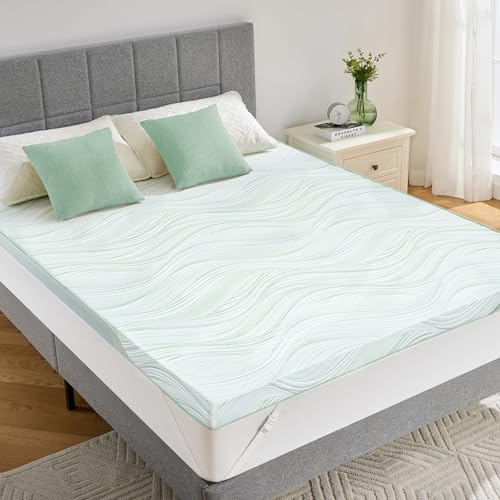 Queen Mattress Topper 3 Inch Medium Firm with Bamboo Washable Cover - PERLECARE