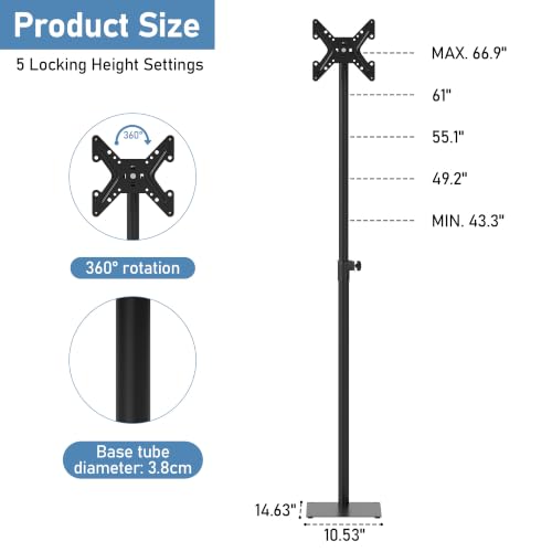 Baoz 360° Rotation Floor TV Stand for 14-43 Inch Flat Screen TV, Height Adjustable & Swiveling