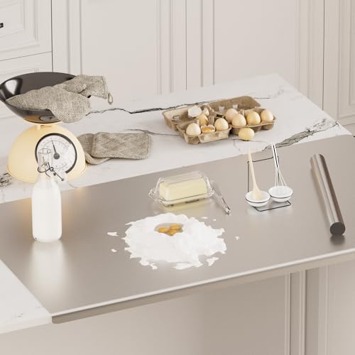 Large Stainless Steel Chopping & Kneading Board 35.4 x 19.7 inches with Rolling Pin