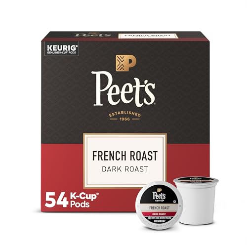 Peet's French Roast Dark Roast Coffee Pods - 54 K-Cups for Keurig, Arabica, Recyclable, Bold Flavor