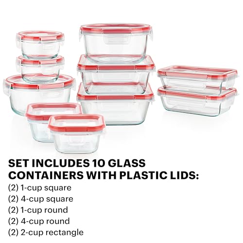 Pyrex Freshlock 10-Pack Glass Food Storage Containers - Airtight & Leakproof Set