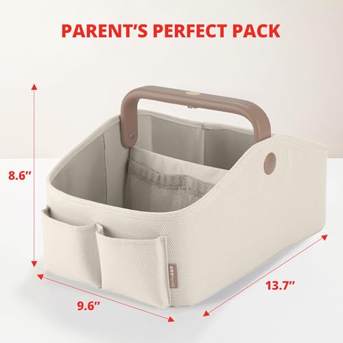 Light-Up Diaper Caddy Organizer with Touch Sensor Night Light - Nursery Style Oat