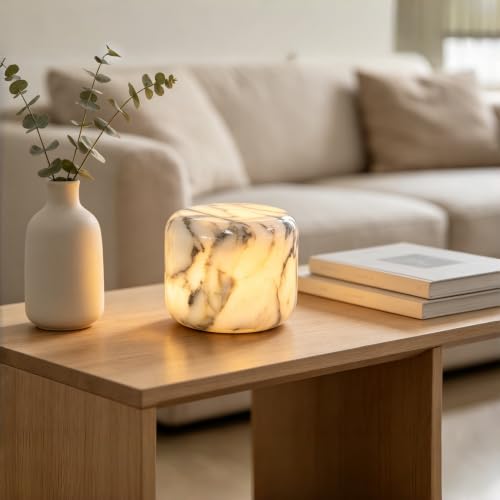Natural Marble Lamp Cordless Pat Control Night Light Rechargeable
