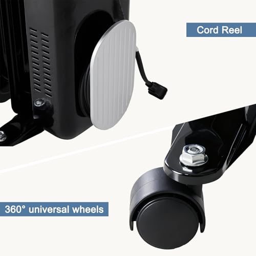 Black Oil Filled Radiator Heater 1500W with Adjustable Thermostat, Noiseless - 22.8 x 11.8 x 4.8 in
