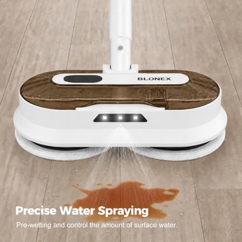 BLONEX Cordless Electric Mop with Spray & Detachable Water Tank - White + Gold