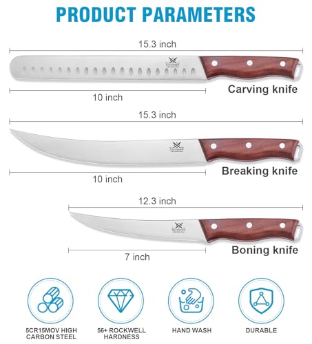 3PCS Professional Brisket Carving Knife Set - Slicing, Trimming & Deboning