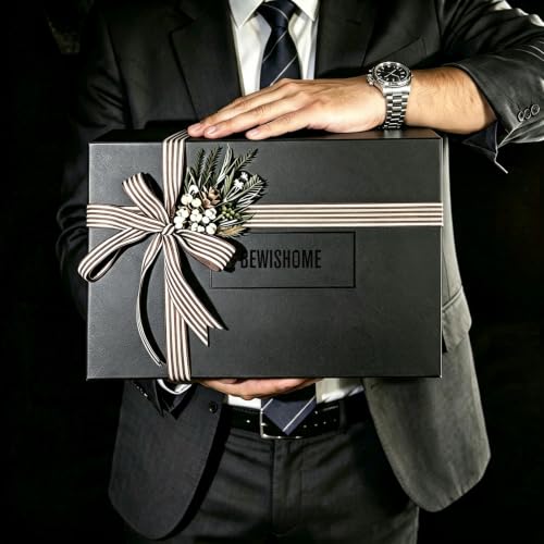 BEWISHOME Black & Gray 20-Slot Watch Organizer with Glass Lid