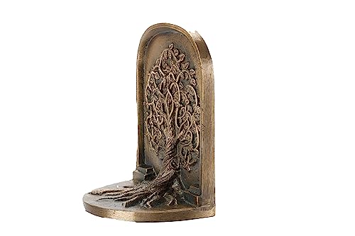 CRAFTSMAN ROAD Tree of Life Bookends Antique Brass Cast Iron Decorative Shelves Gift