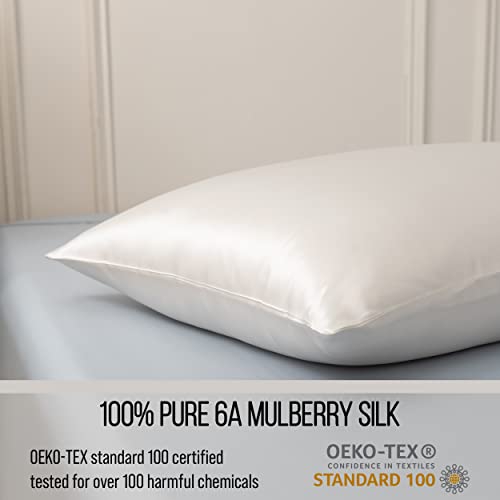 Luxury Silk Pillowcase for Hair & Skin - King Size Ivory - 30 Momme