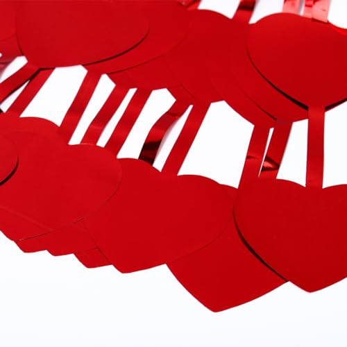 Abien Heart Tinsel Curtains Heart Decorations Red Love Streamers for Valentines Party Decorations Backdrop for Engagement Wedding Theme Birthday Props 2PCS