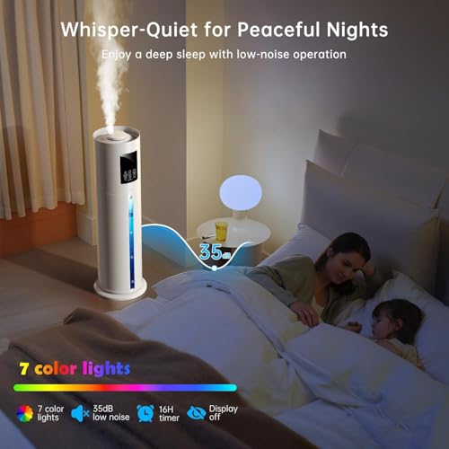 White Large Room 8L Smart Humidifier with App Control & Color Lights