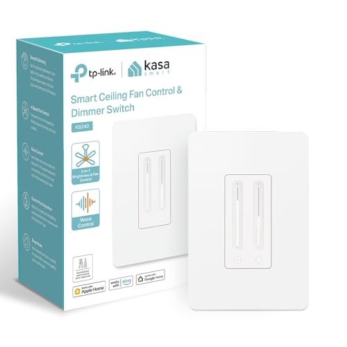 Kasa Smart Ceiling Fan Control & Dimmer Switch KS240 - Single Pole, 4 Fan Speeds & App Control