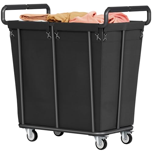 Gewudraw Extra Large Black Laundry Hamper with Wheels 360L - Heavy Duty, Collapsible & Mobile