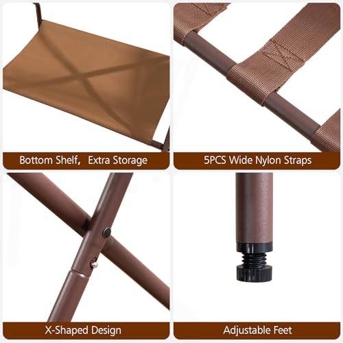 Bronz Foldable Luggage Rack Set of 2 - Suitcase Stand for Guest Room
