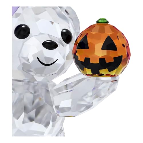 Swarovski Kris Bear Halloween Small Decor with Pumpkin Lantern & Purple Hat