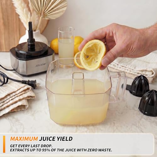 Astralship Stainless Steel Electric Citrus Juicer Machine with 24oz Pitcher & Dual Cones - Silver