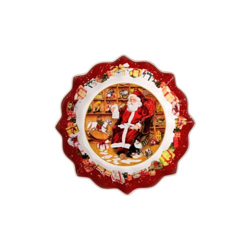 Villeroy & Boch Pastry Plate 14-8332-3635 Red Santa Wishlist Edition, Porcelain