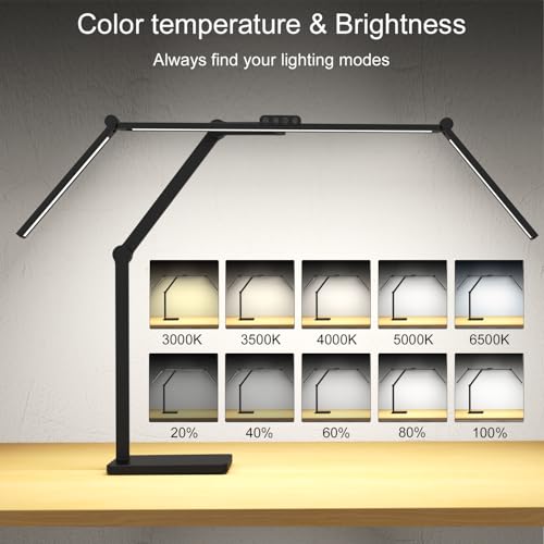 Black Architect Desk Lamp 36W 3000LM Dimmable Overhead Table Light with Remote