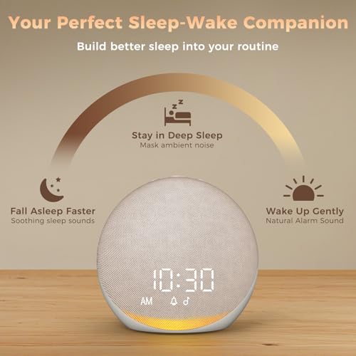 Acedeck Putty Sound Machine Alarm Clock with 25 Sleep Sounds & Night Light