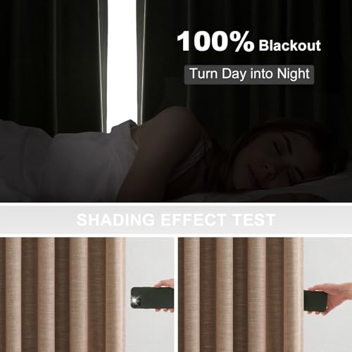 Blackout Linen Curtains 2 Panels 40W x 96L - Pinch Pleated, Noise & Heat Insulation, Room Darkening, Variation of THIS listing