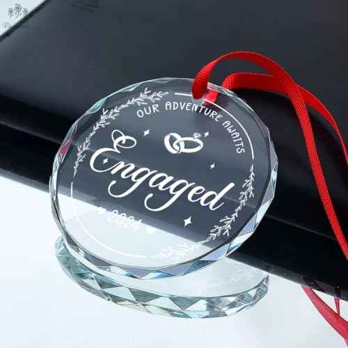 Engagement Gifts for Couples, Our Adventure Awaits Ornament 2024, Newlywed Gifts for Couples, Happy Engagement Gift for Women, Bride, Friends, Just Engaged Presents, Glass Engage Ornament 2024