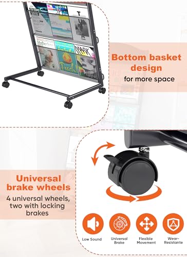 Floor-Standing Multi-Layer Magazine Rack with Wheels for Office & Exhibitions