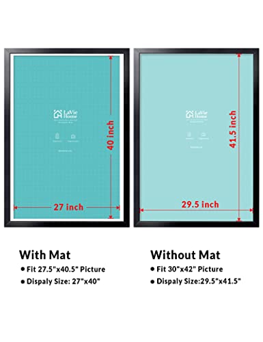 Black 30x42 Poster Frame - Gallery Style with Plexiglass, Horizontal & Vertical Display