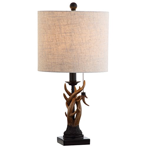Rustic Faux Antler Table Lamp - 20.5in Brown and Black Resin Home Decor