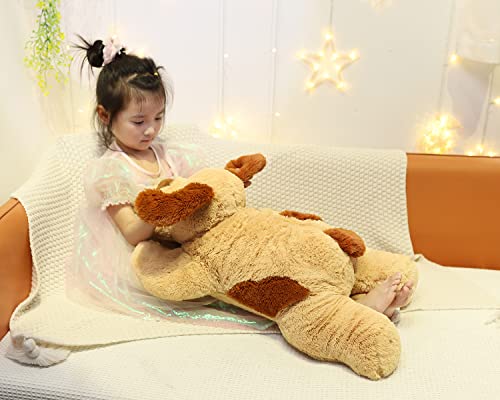 YESGIRL 26.8 Inch Light Brown Weighted Dog Plush Toy for Calming & Comfort - Gift