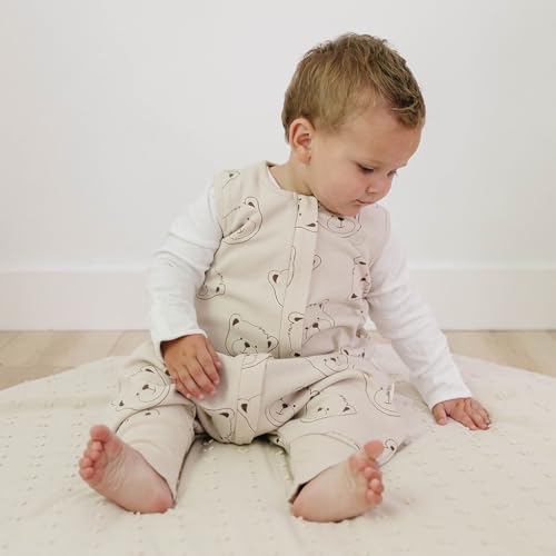 Woolino 4-Season Baby Sleep Bag with Feet Opening - Organic Cotton & Merino Wool, 6-18 Months, Teddy Bear Variant