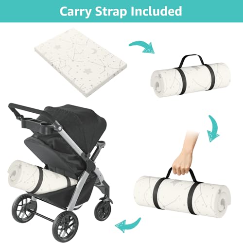 Breathable Waterproof Bamboo Pack and Play Mattress Pad with Strap - Reduces Odors, 38x26 Inches