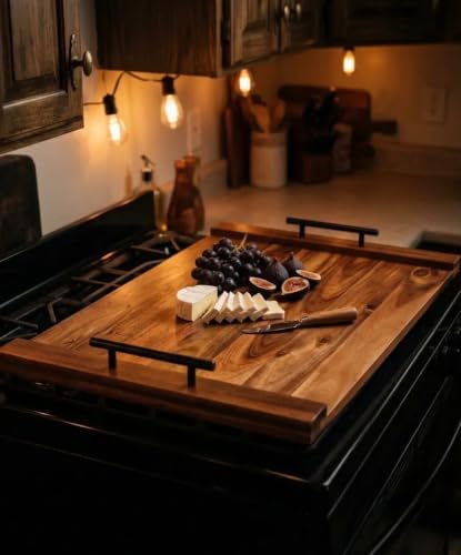 Noodle Board Stove Cover - Acacia Wood Top – Large Cutting Covers for