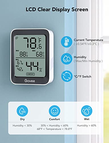 Govee Indoor Hygrometer Thermometer 3-Pack Black with Bluetooth App Control