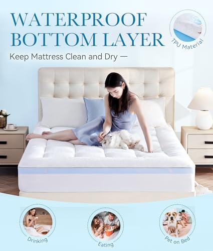 Twin 4 Inch Waterproof Memory Foam Mattress Topper - Gel & Down Alternative Quilted Cover