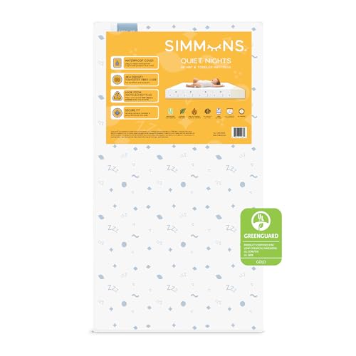 Delta Children Simmons Kids Quiet Nights Dual Side Waterproof Hypoallergenic Crib Mattress - White