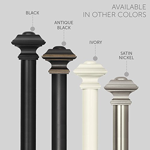 Ivilon Square Design Telescoping Curtain Rod 48-86 Inches Black - Easy Install