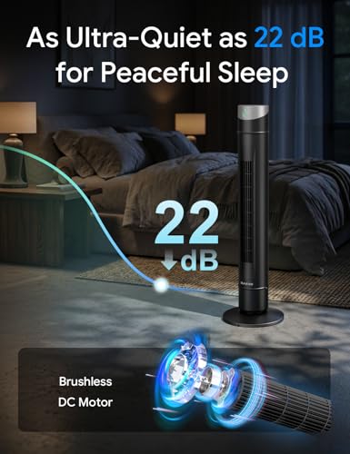 ZAFRO Black 42-Inch Smart Tower Fan with App Remote & Voice Control