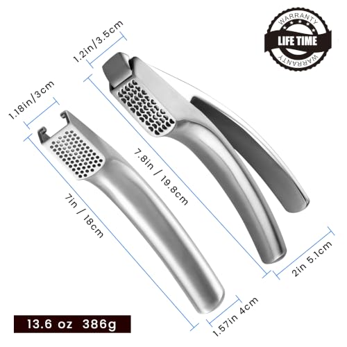 Gourmet Easy Garlic Press Combo No Peel Stainless Steel Dual Plate Kitchen Tool