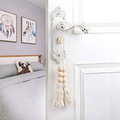 Wood Bead Garlands,Farmhouse Beads Tasels,Rustic Country Decor Prayer Beads for Home Door Knob Decor