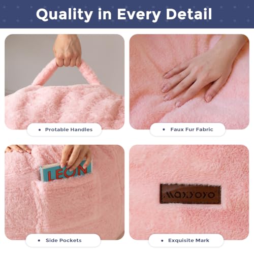 Pink 4FT Bean Bag Chair with Supportive Foam - Cozy Faux Fur Sofa