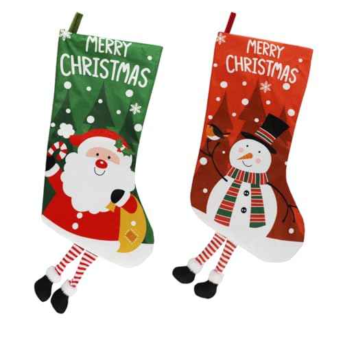 2025 New 2 Pack Large Christmas Stockings 22.8" Santa & Snowman, Xmas Stockings for Fireplace Mantel, Holiday Party Decoration & Family