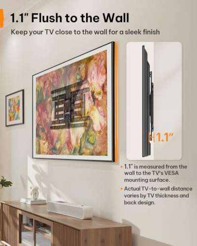 Ultra Slim TV Wall Mount for 42-90 Inch TVs up to 132 lbs - Full Motion, Space Saving