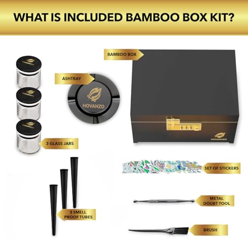 Black Bamboo Storage Box with Organizer Tray & Combination Lock - Large Wooden Container Kit