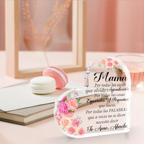 Acrylic Heart Sign Paperweight Gift for Mom - Friends & Family Mother's Day Spanish Gift